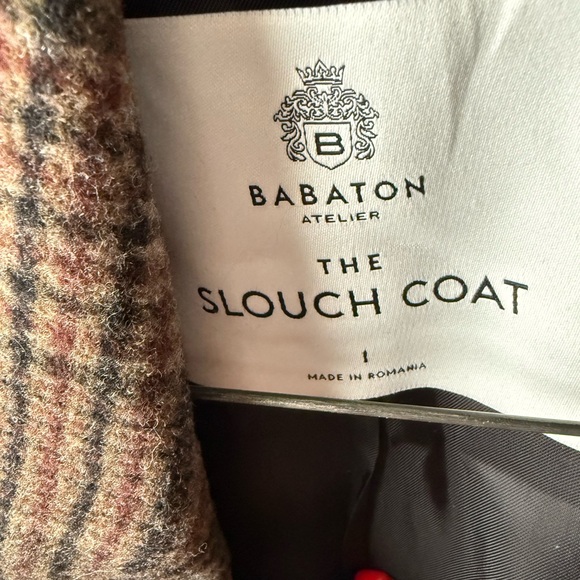 Aritzia Babaton Slouch Coat Size 1, Brown Plaid - Picture 3 of 4